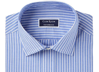 Club Room Men's Performance Wrinkle-Resistant Striped Dress Shirt Blue Size 18x36-37