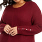 Alfani Women's Plus Size Metallic Ribbed-Knit Tunic Sweater  Red Size OX