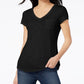 Maison Jules Women's V-Neck Patch-Pocket T-Shirt Black Size Large
