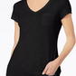 Maison Jules Women's V-Neck Patch-Pocket T-Shirt Black Size Small