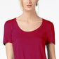 Maison Jules Women's Scoop-Neck T-Shirt Red Size 2 Extra Large