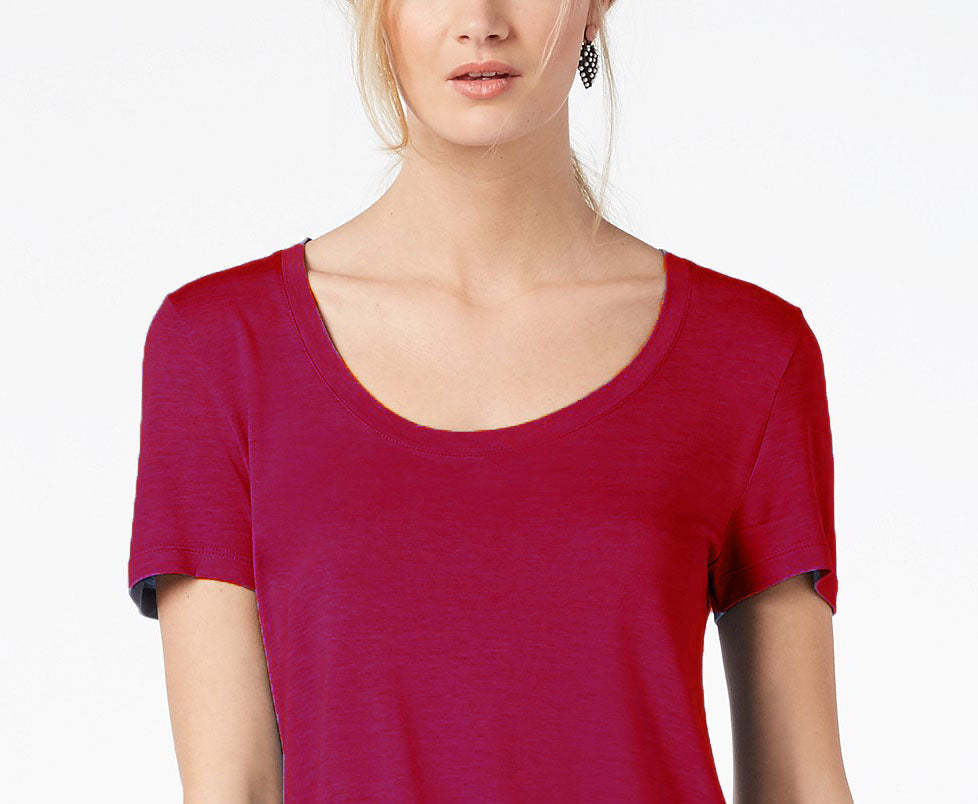 Maison Jules Women's Scoop-Neck T-Shirt Red Size 2 Extra Large
