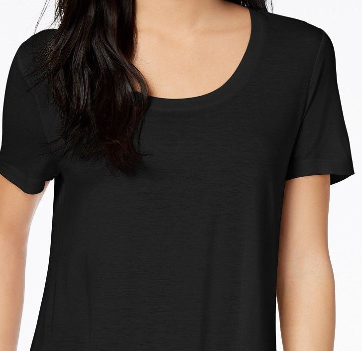 Maison Jules Women's Scoop-Neck T-Shirt  Black Size Large