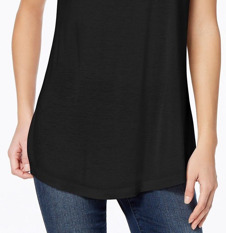 Maison Jules Women's Scoop-Neck T-Shirt  Black Size Large