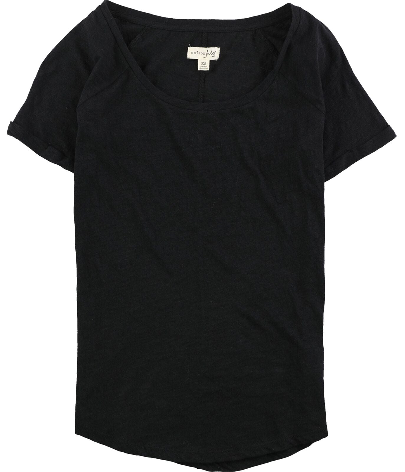 Maison Jules Women's Scoop-Neck T-Shirt Black Size Medium