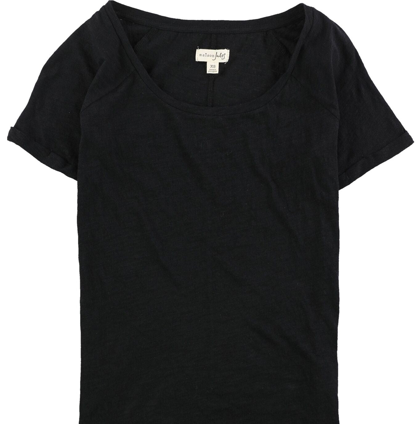 Maison Jules Women's Scoop-Neck T-Shirt Black Size Medium