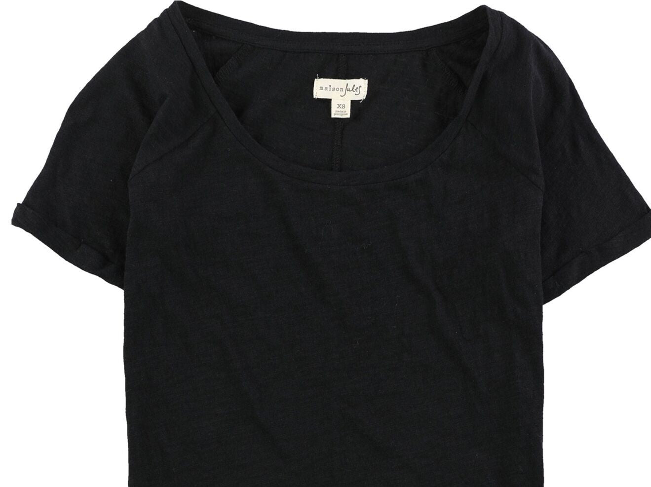Maison Jules Women's Scoop-Neck T-Shirt Black Size Medium