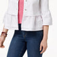 Style & Co Women's Ruffled Denim Jacket Natural Size Small