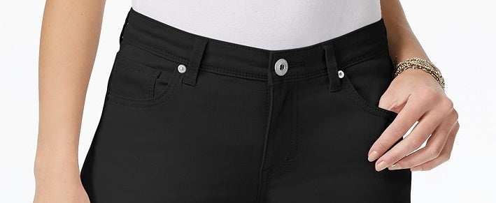 Style & Co Women's Cuffed Denim Skimmer Shorts Black Size 18