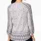 Style & Co Women's Split-Neck Blouson Top White Size Extra Small
