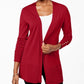 Charter Club Women's Open-Front Cardigan Red Size Small