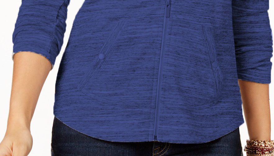 Style & Co Women's Zip-Front Jacket Blue Size Extra Small