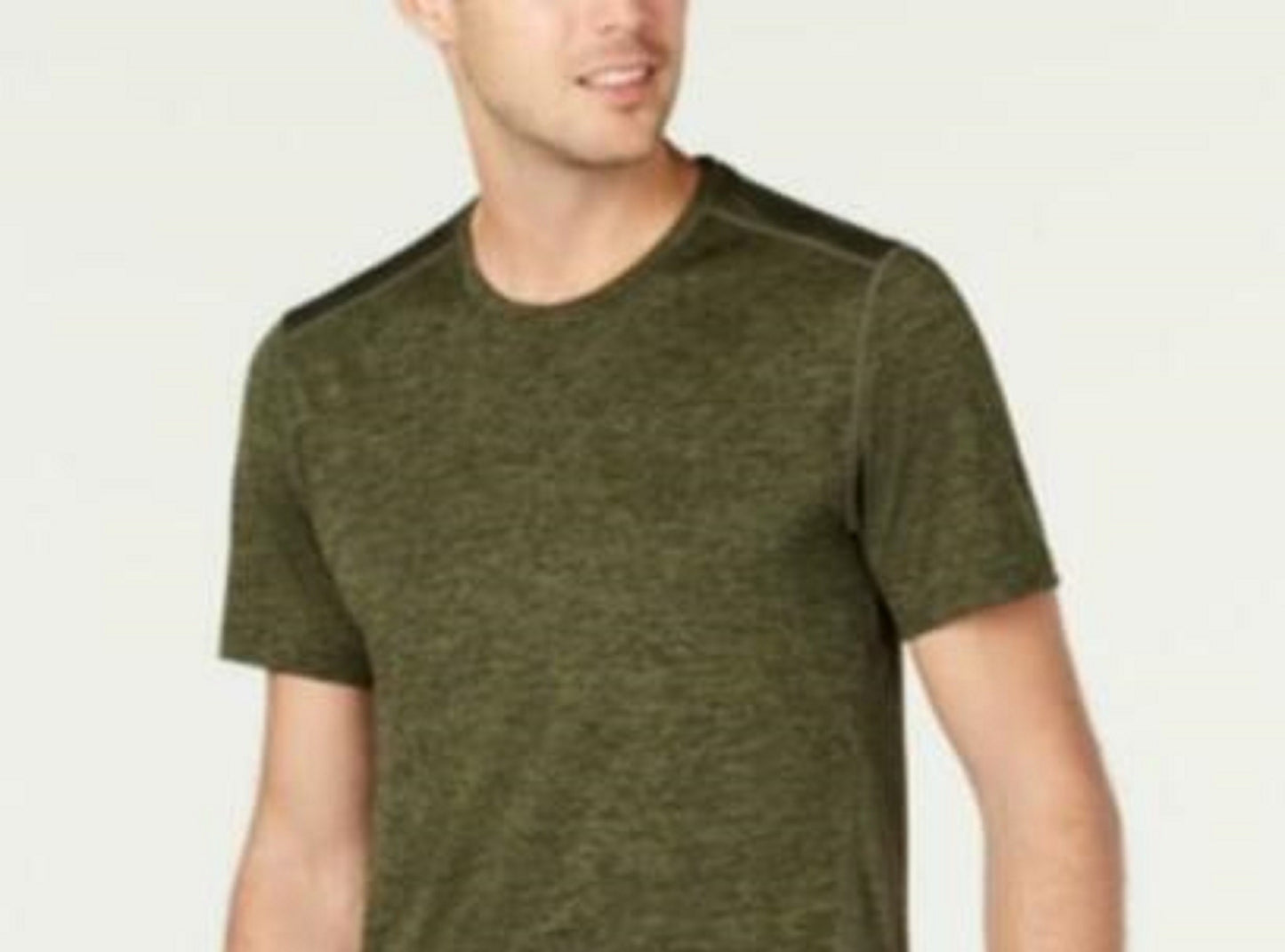 ID Ideology Men's Core Crew Neck Mesh-Back T-Shirt Green Size Extra Large