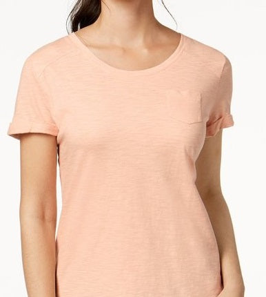Style & Co Women's Cotton Crew-Neck T-Shirt  Pink Size Medium