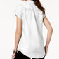 Style & Co Women's Pleated Cuffed-Sleeve Top White Size Large