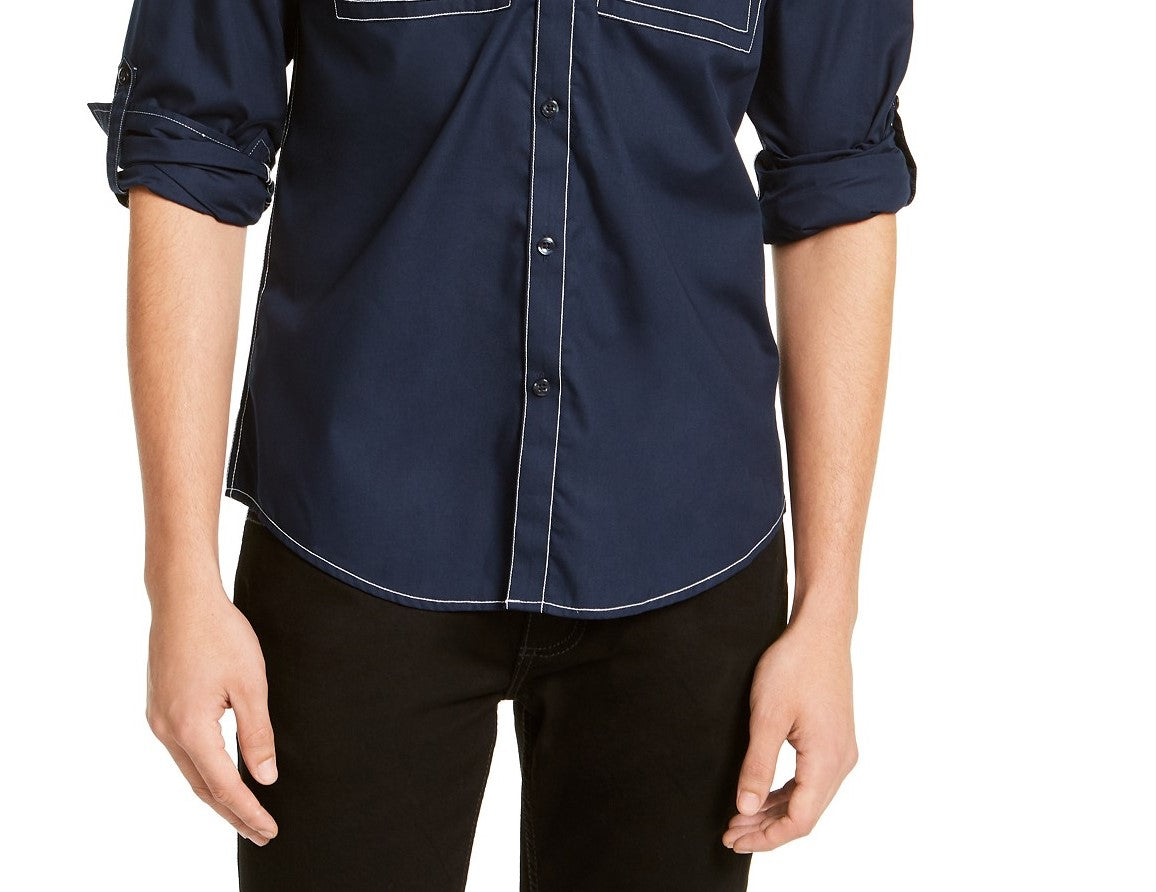 INC International Concepts Men's Utility Shirt Navy Size Small
