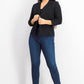 Maison Jules Women's 3/4 Sleeve Knit Blazer Deep Black Size 2 Extra Small