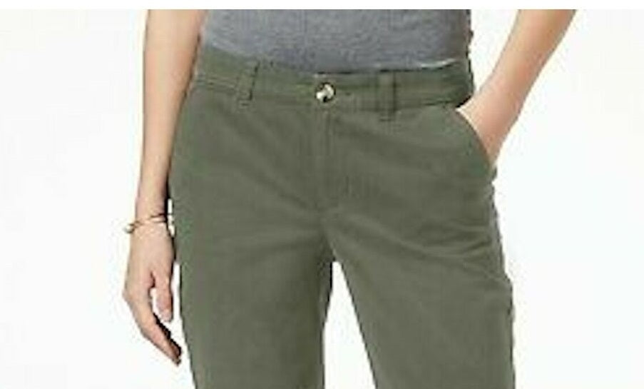 Maison Jules Women's Slim Ankle Pants Green Size 8
