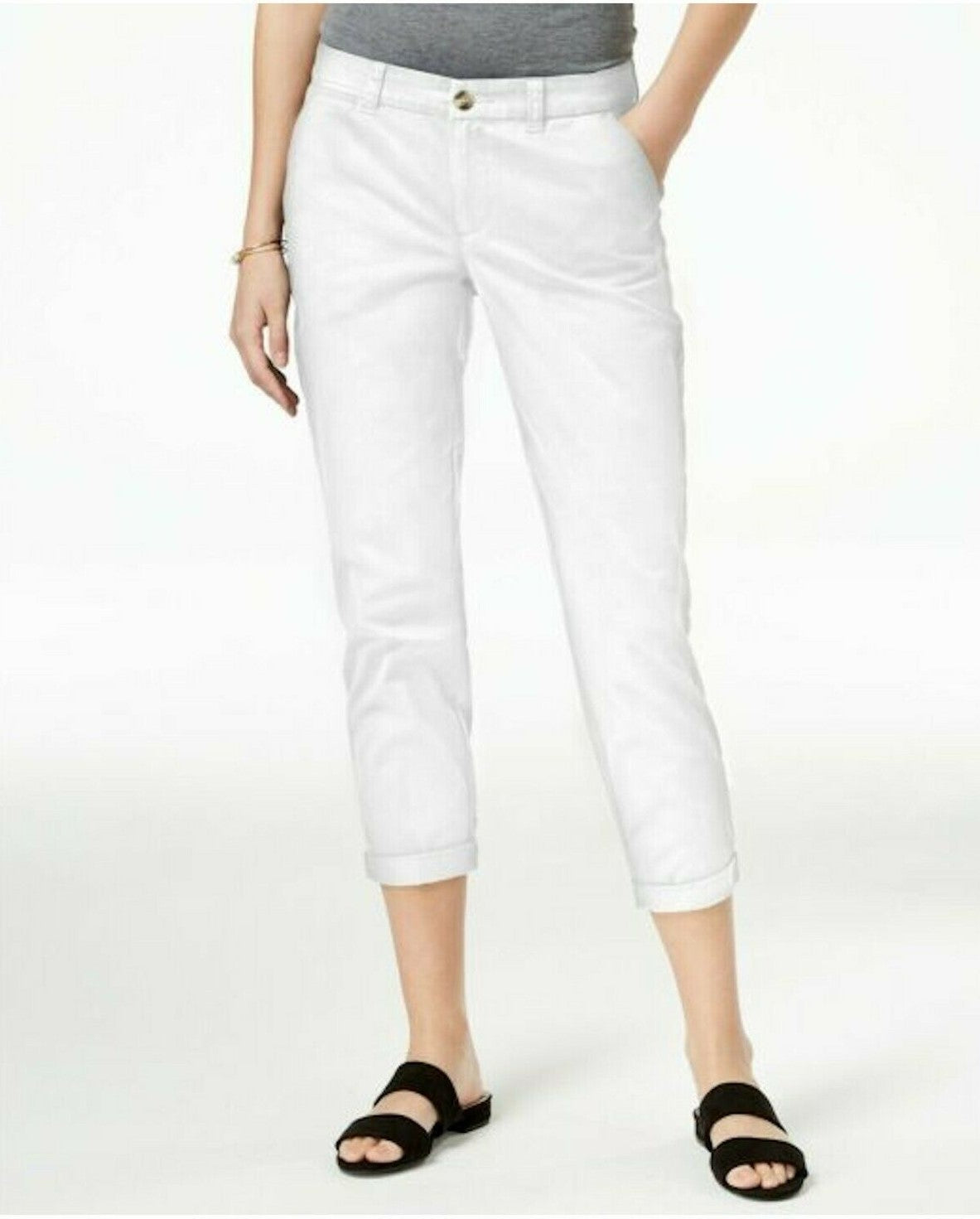 Maison Jules Women's Slim Ankle Pants White Size 6