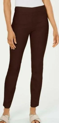 Charter Club Women's Chelsea Tummy Control Skinny Leg Ankle Pants Brown Size 4