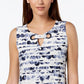 Alfani Women's Printed Grommet Neck Top Navy Size Petite Medium