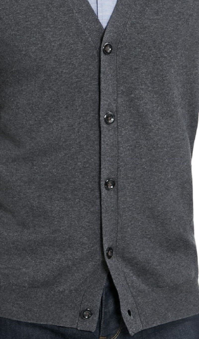 Club Room Men's Knit V-Neck Cardigan Gray Size Medium