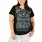 Style & Co Women's Plus Size Graphic Top Black Size X-Large