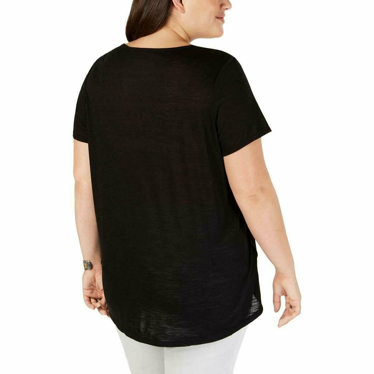 Style & Co Women's Plus Size Graphic Top Black Size X-Large