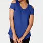 JM Collection Women's Cold Shoulder Swing T-Shirt Blue Size X-Large