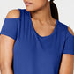 JM Collection Women's Cold Shoulder Swing T-Shirt Blue Size X-Large