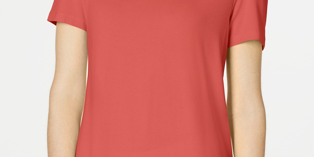 JM Collection Women's Cold-Shoulder Swing T-Shirt Pink Size Extra Small