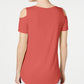 JM Collection Women's Cold-Shoulder Swing T-Shirt Pink Size Extra Small