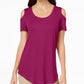 JM Collection Women's Cold Shoulder T-Shirt Purple Size X-Large