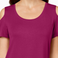 JM Collection Women's Cold Shoulder T-Shirt Purple Size X-Large