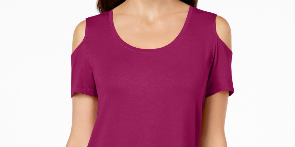 JM Collection Women's Cold Shoulder T-Shirt Purple Size X-Large