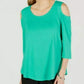 JM Collection Women's Cold Shoulder Top Green Size Large