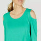 JM Collection Women's Cold Shoulder Top Green Size Large