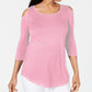 JM Collection  Women's Cold-Shoulder Top Pink Size Large