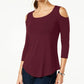 JM Collection Collection Cold-Shoulder Top Wine Size 2 Extra Large