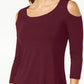 JM Collection Collection Cold-Shoulder Top Wine Size 2 Extra Large