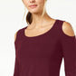 JM Collection Collection Cold-Shoulder Top Wine Size 2 Extra Large
