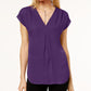 INC International Concepts Women's Paradise Small Inverted Pleat V-Neck S Purple Size Small