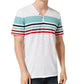 INC International Concepts Men's Striped Split-Neck T-Shirt White Size XXL