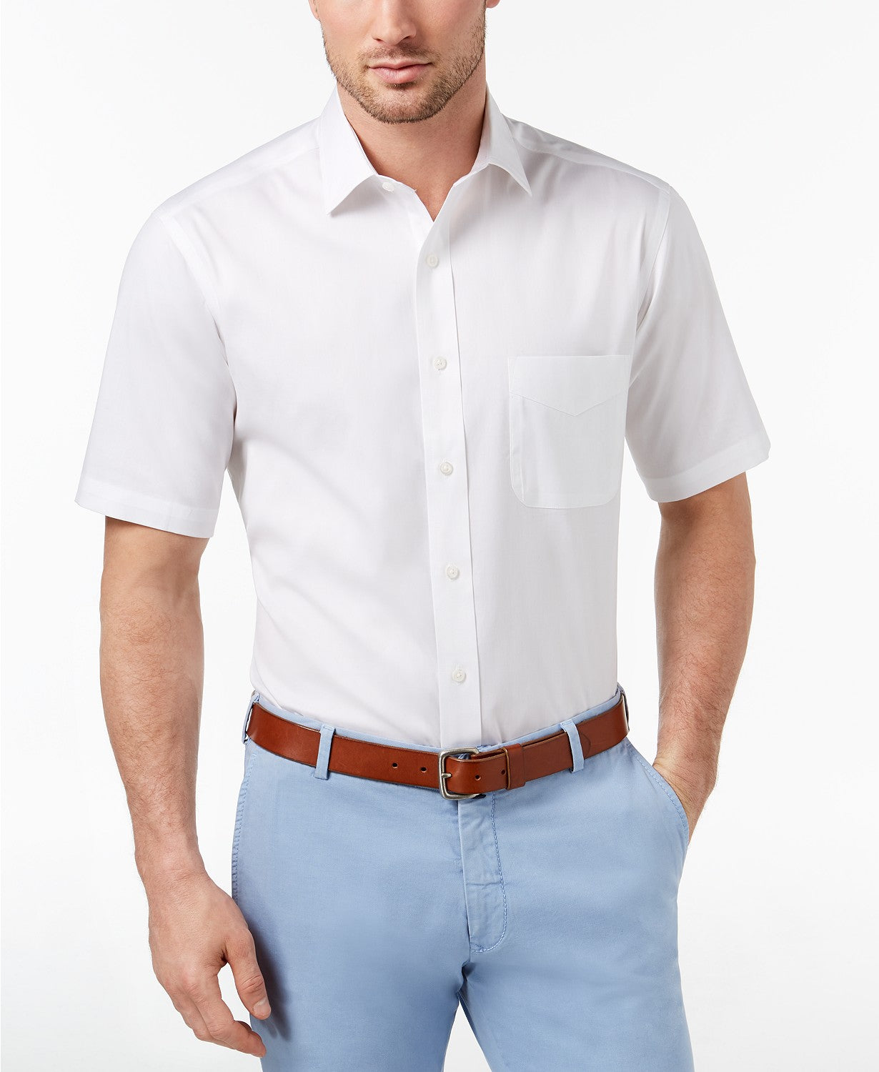 Club Room Men's Regular Fit Wrinkle-Resistant Dress Shirt White Size Small