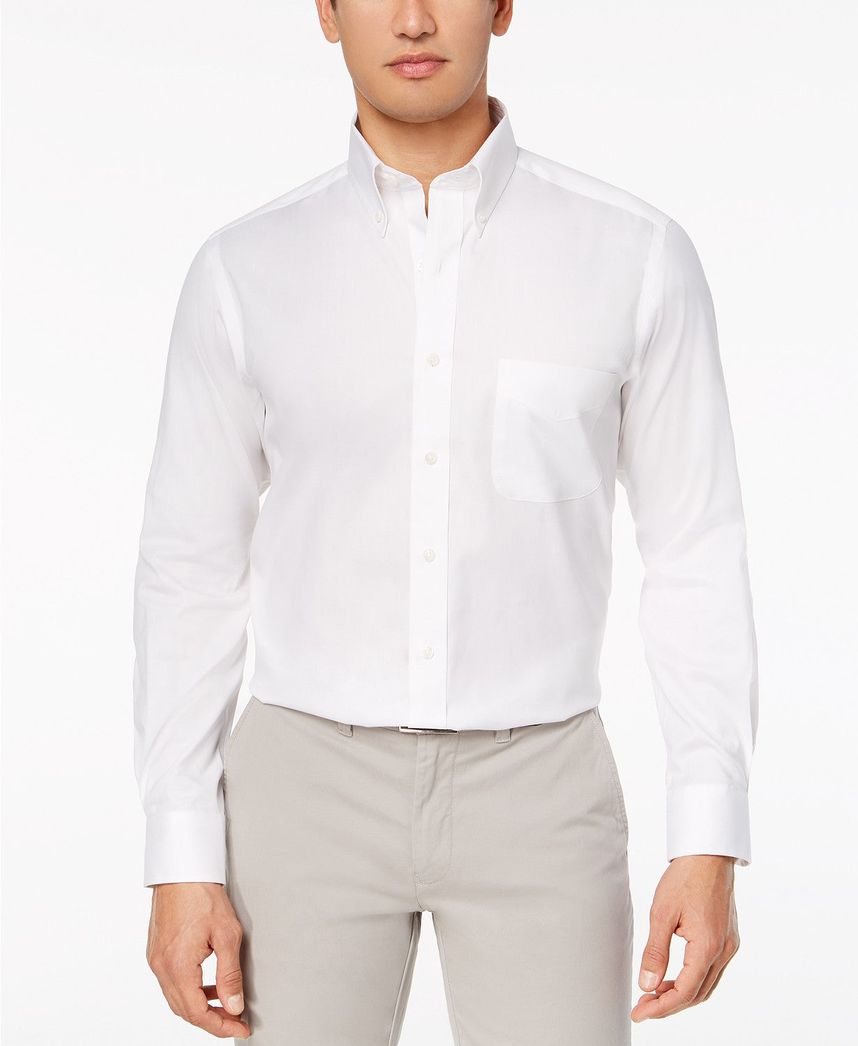Club Room Men's Performance Wrinkle-Resistant Pinpoint Solid Dress Shirt White Size 34-35