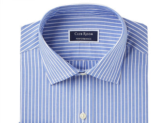 Club Room Men's Slim-Fit Performance Wrinkle-Resistant Striped Dress Shirt Navy Size 18-34-35