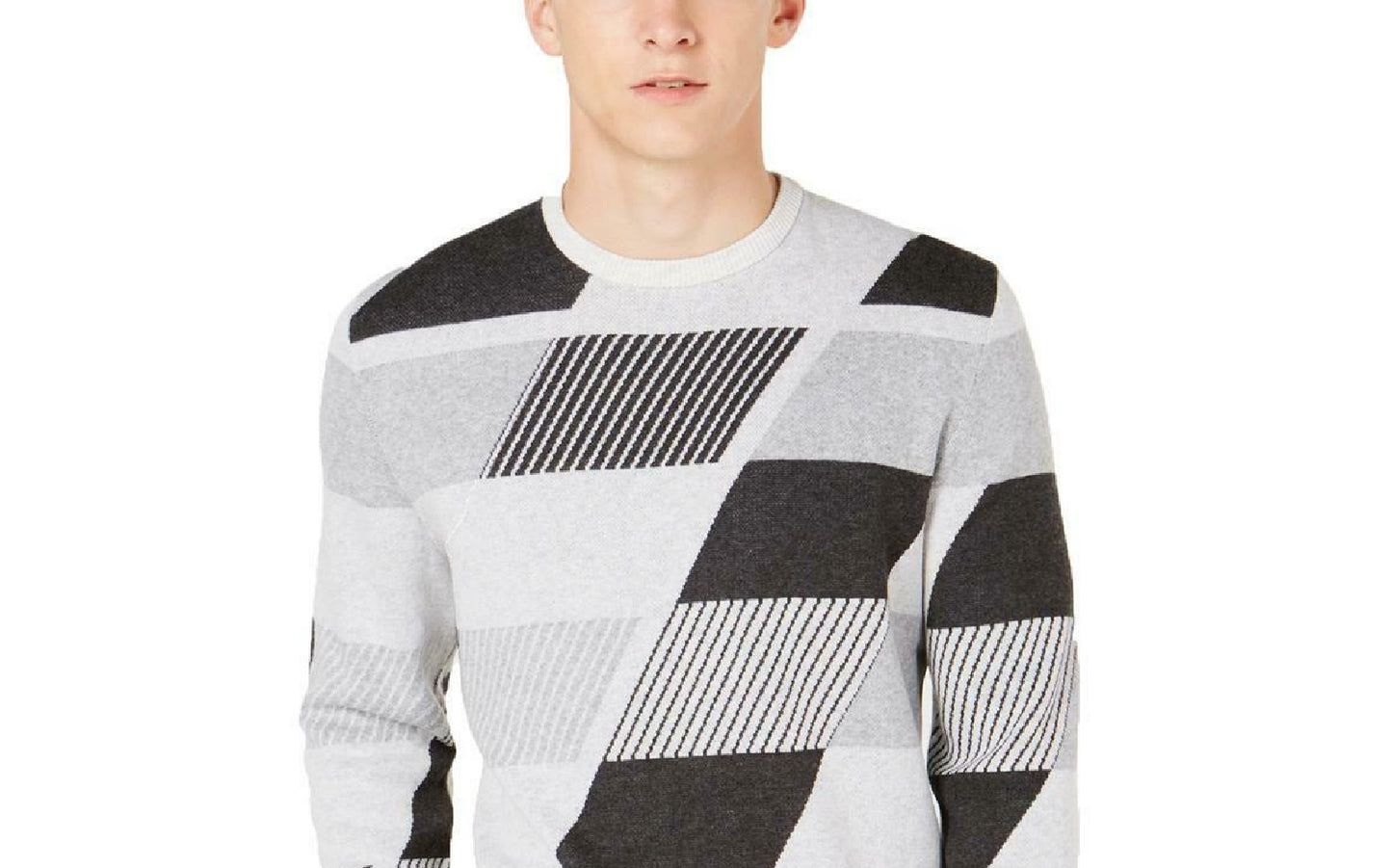 Alfani Men's Abstract Colorblocked Sweater Gray Size 2 X-Large