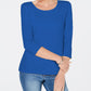 Karen Scott Women's Cotton 3/4-Sleeve Top Blue Size Small