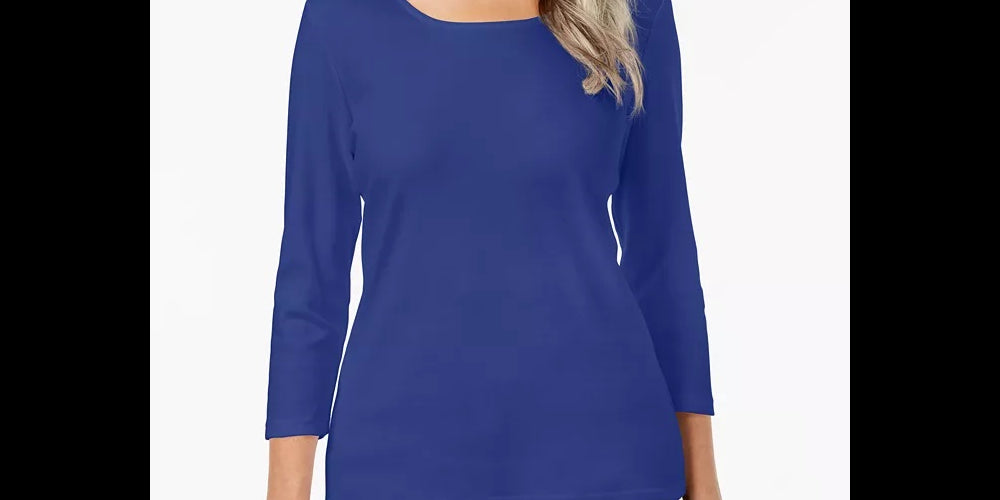 Karen Scott Women's Scoop Neck Top Blue Size X-Small
