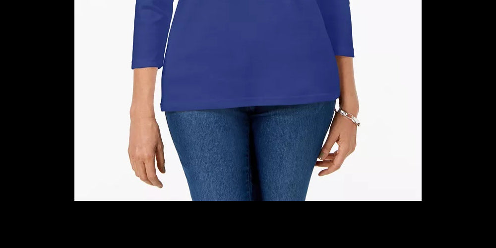 Karen Scott Women's Scoop Neck Top Blue Size X-Small